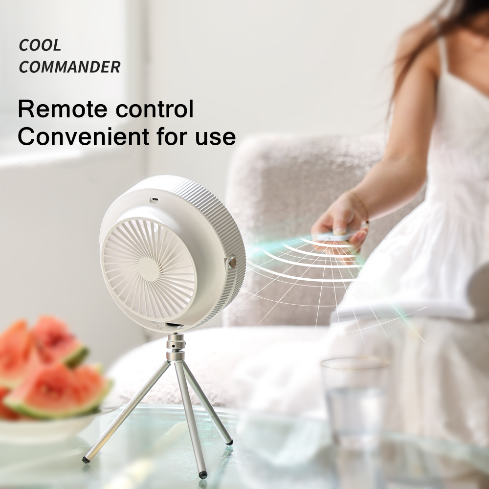 Portable Rechargeable Floor Standing Fan with LED Lamp for Home Room Hanging Camping Ceiling Cooling Air Cooler Fan 3 Gear Wind