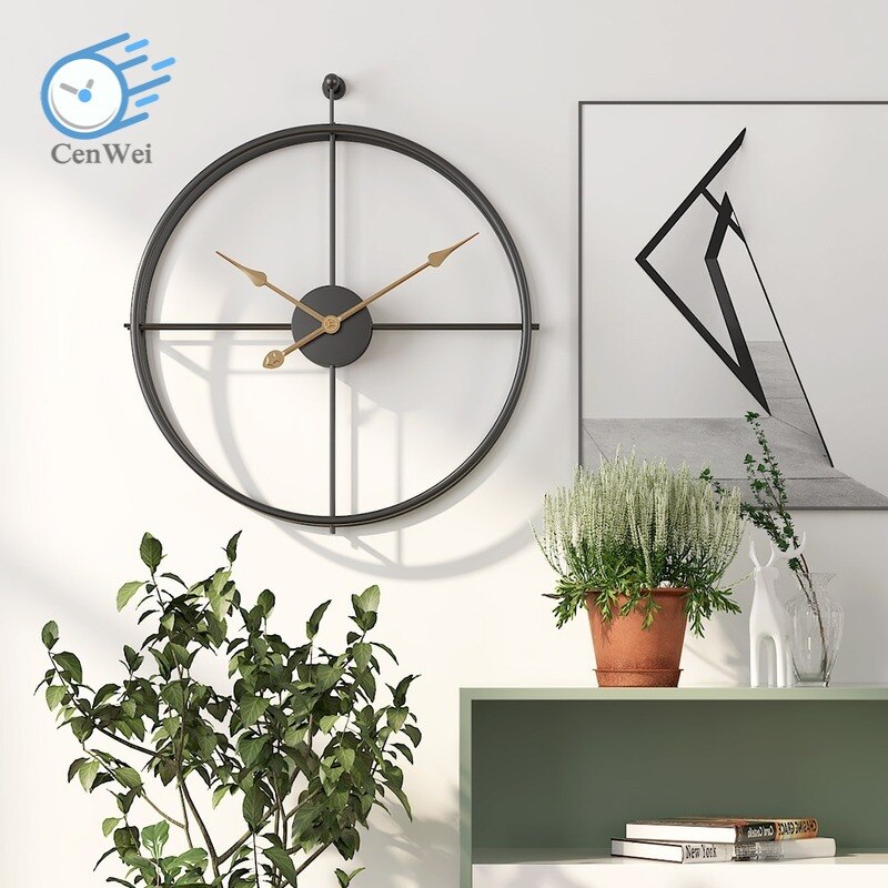 Overdimensioneret jernvægur hjemmepynt kontor stort vægur moderne monteret lydløs ur dekorative hængende ure