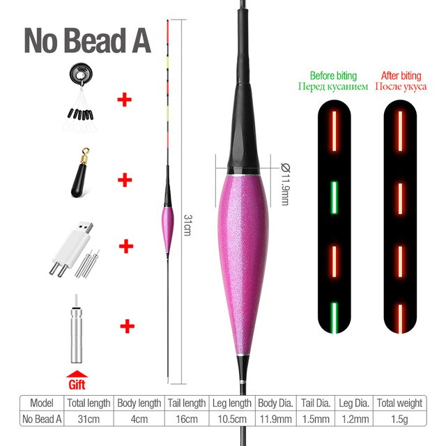 Gravity Sensor Smart Fishing Led Light Float 5in1 Set Bite Automatically Remind Glowing Electric Fishing Buoy With Batteries: Yellow