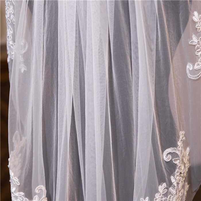 Velos nupciales velo de novia en Stock, corto de una capa a la cintura, con cuentas, apliques de diamante blanco o marfil