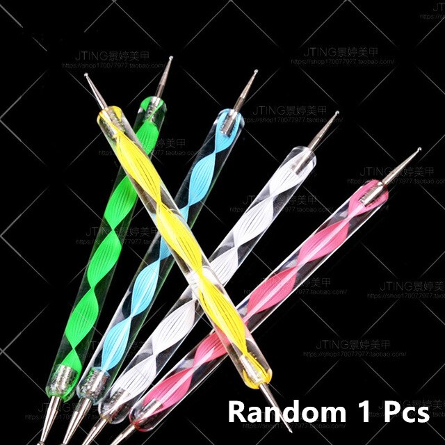 1 Uds., herramienta para decoración de uñas, punto de uñas DIY, 2 formas, bolígrafo de punteado de acero para decoración de uñas, diamantes de imitación: 2