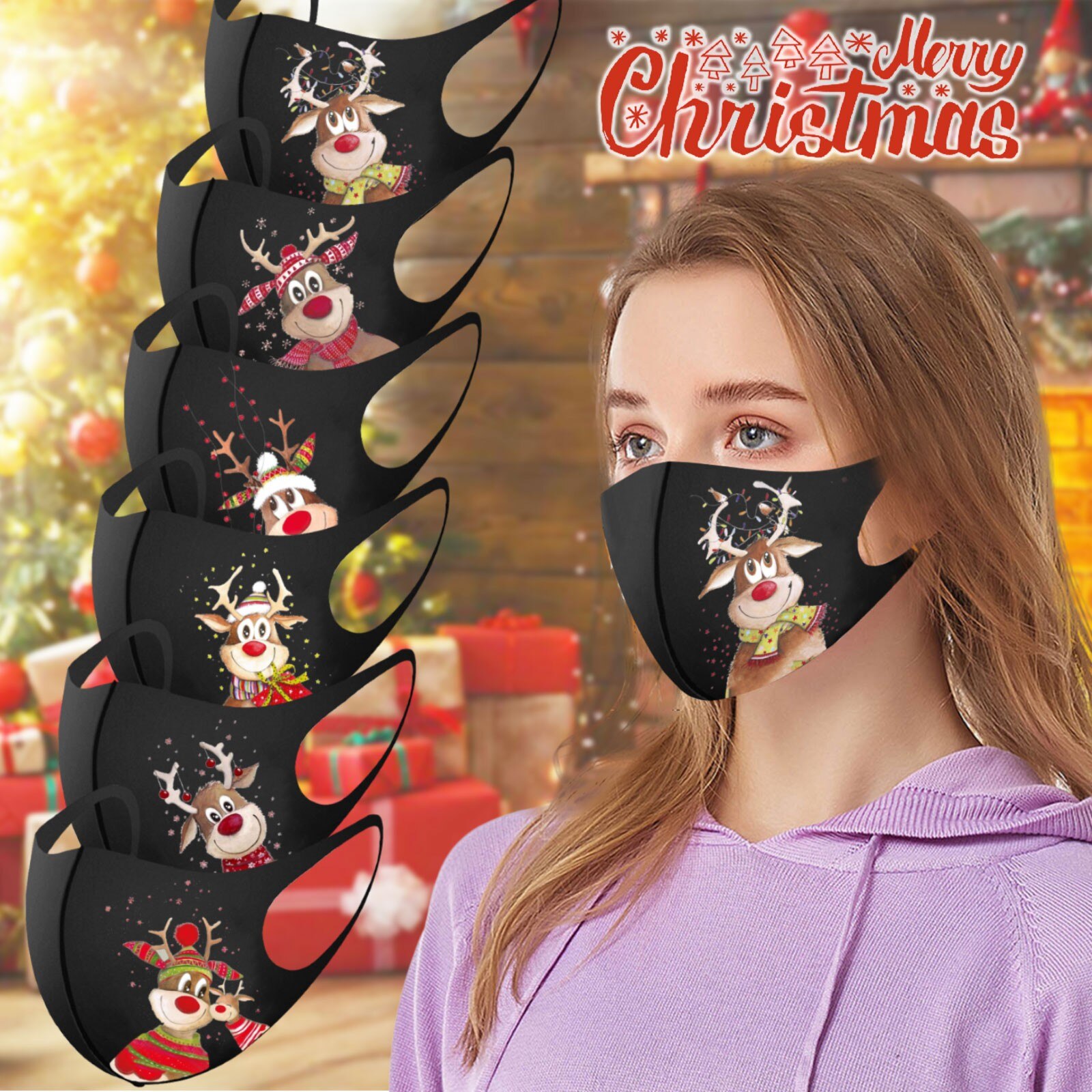 Kerst Masker Elanden Vrolijk Kerstfeest Decoraties Voor Huis Kerst Ornament Xmas Navidad Jaar