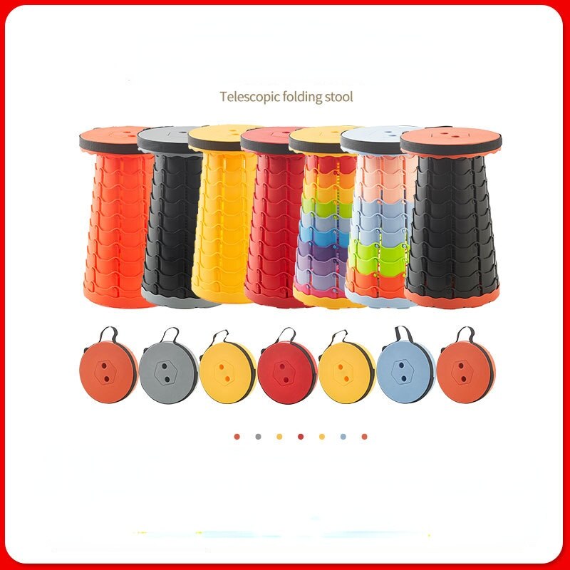 Plastic Stool Folding Stool Portable Outdoor Adjustable Telescopic Stool Net Red Train Subway Stool Giveaway