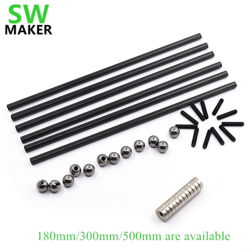 SWMAKER Kossel K800 Delta 180mm/300mm/500mm carbonrohr stange einstellen 10mm dia metall Ball + 12 stücke * Magnet 3D drucker zubehör