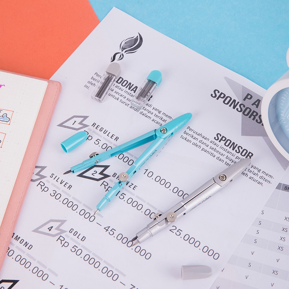 Deli School Cute Compass Zinc alloy Office Compass Steel Drawing Compass Math Geometry Tools for School Supplies for Student