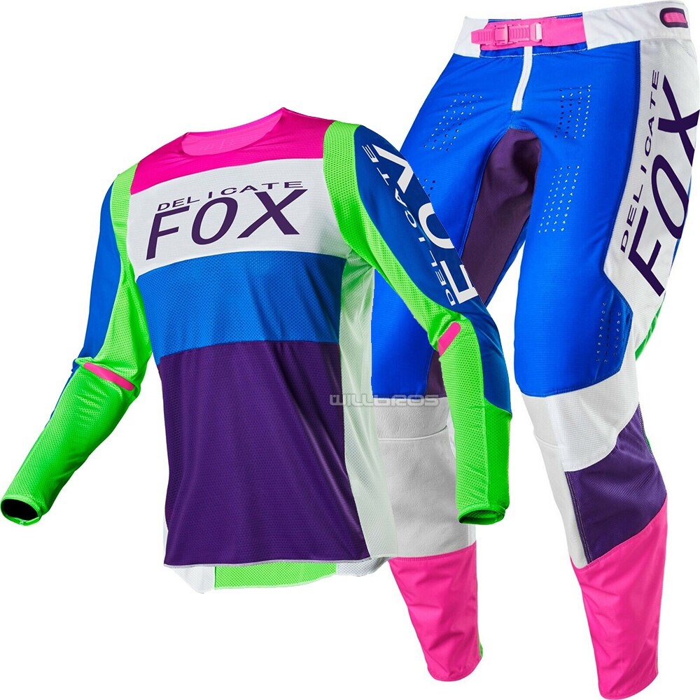 Delicate Fox MX Racing 360 Linc Automotive MTB Bike Off-road Motorcycle Gear Set Motorbike Suit: jersey XL pant 36 / Green
