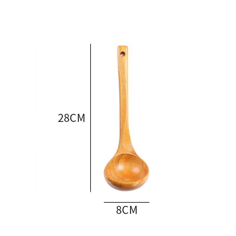 1pc non-stick panne naturlig tre turner tre spatel tre spade tre suppe skje kjøkkenverktøy kokekar ris skje servise: 28cm