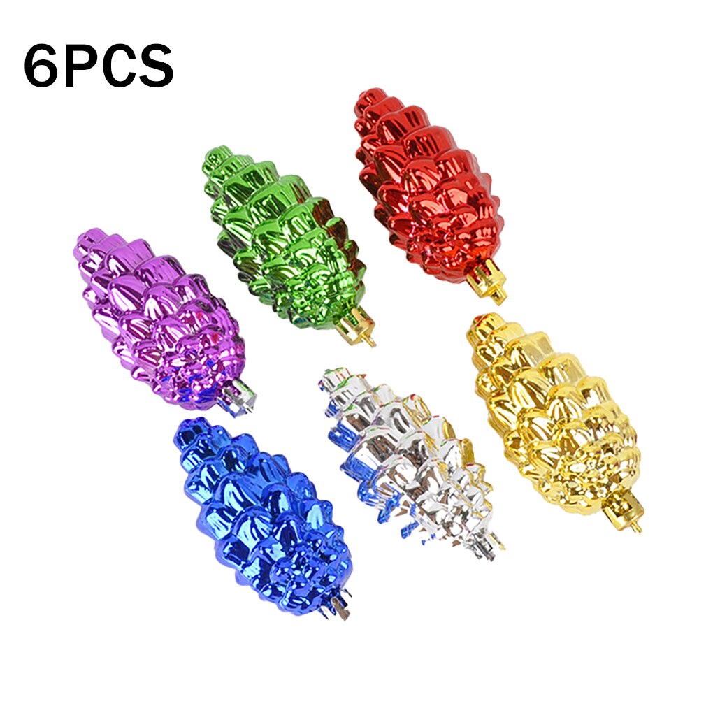 6pcs Christmas Pine Cone Decor Home Office Christmas Tree Ornament Wedding Party Decoration: Default Title