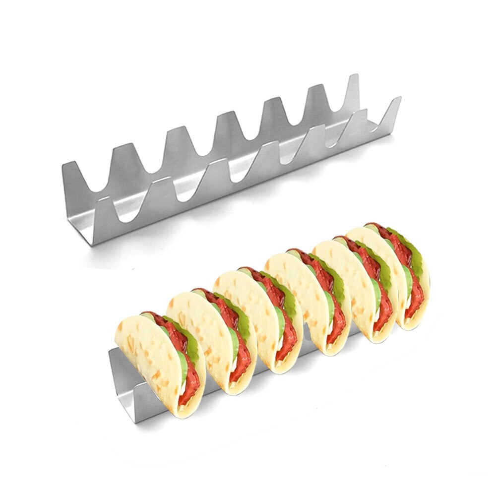 Stainless Steel Taco Holders Rack Mexican Food Hard Stand Holds Soft Shells Wave Shape Kitchen Tool Restaurant Food Display: style 4 1pcs