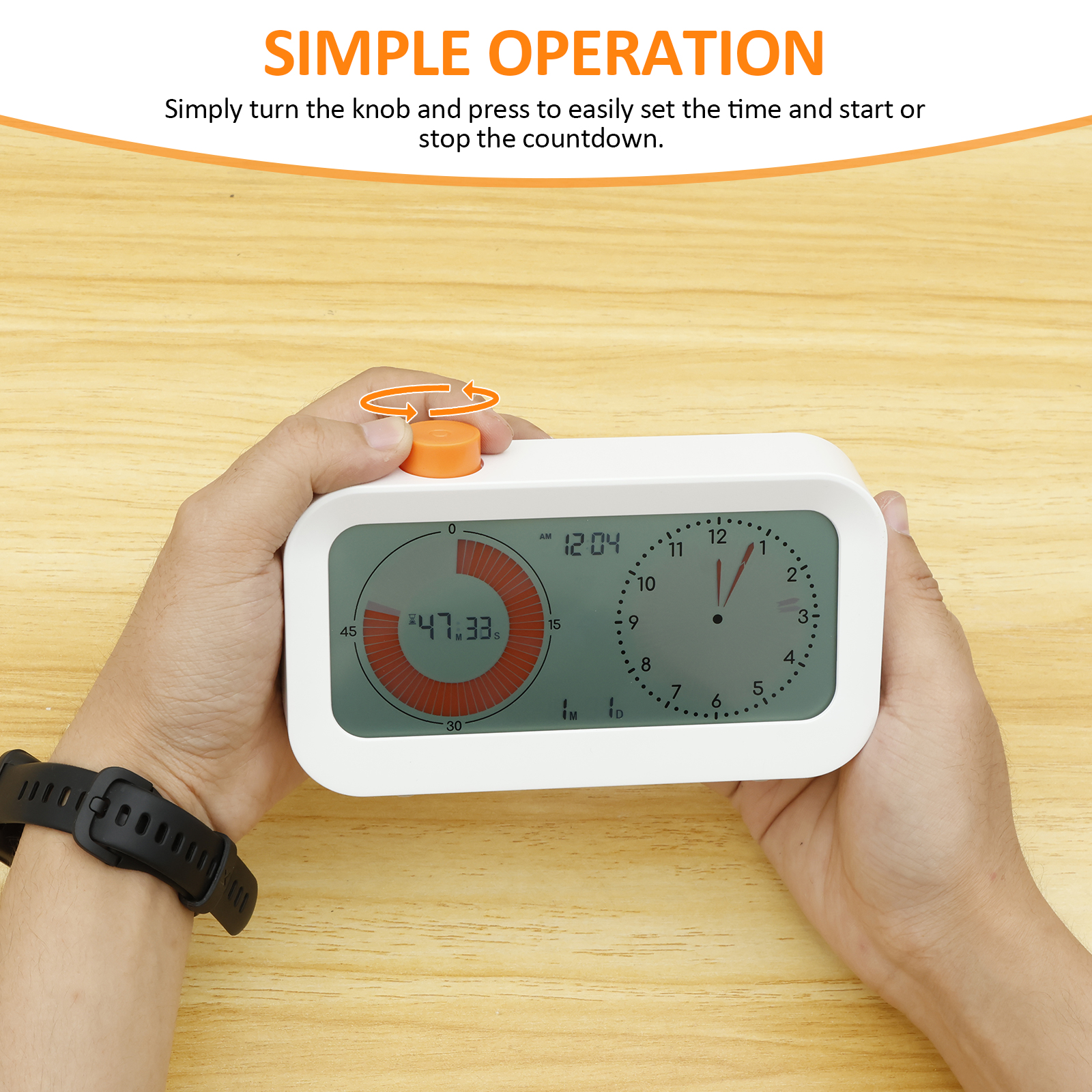 Dual Digital Visual Timer Double Dial 60 Minute Countdown Timer Time Management for Cooking Sport Alarm Calendar Display Clock