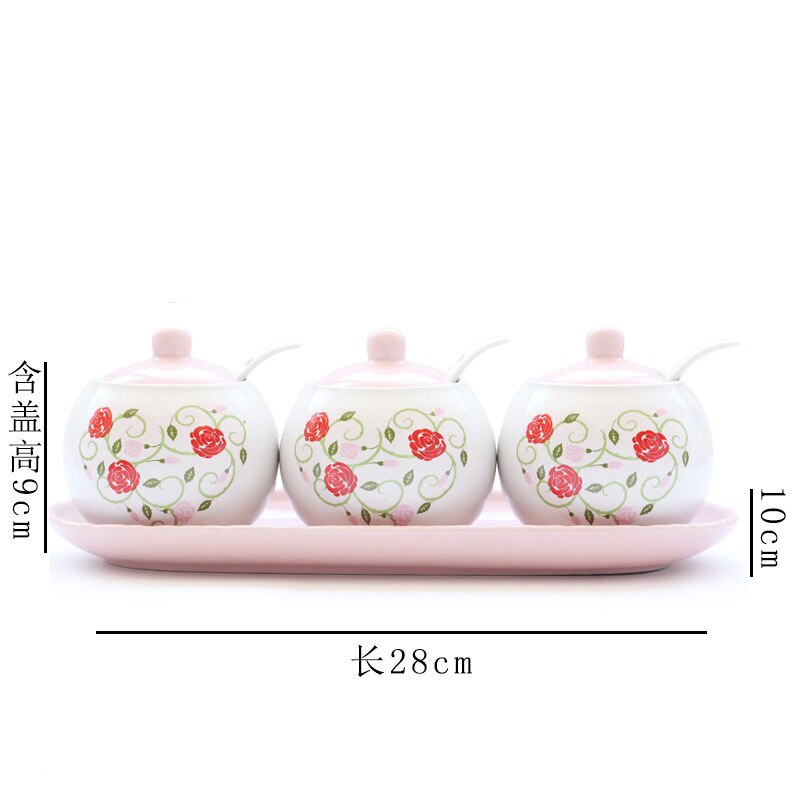 Keuken benodigdheden keramische kruiden pot set saus azijn kruiden doos lade pot zout shaker combinatie laden: A07