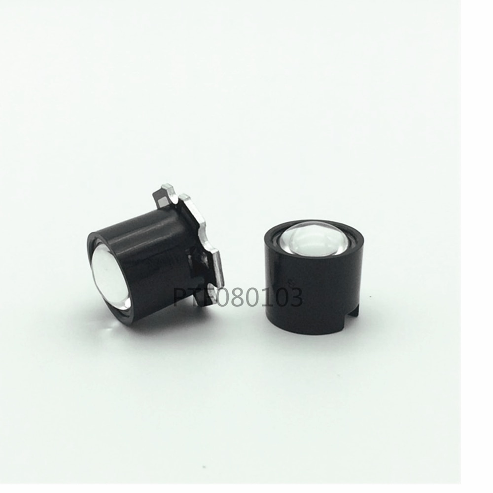10 Uds IR 1W 3W lente LED de alta potencia 14,5mm 16mm 10 grados 60 grados 90 grados len con soporte negro para IR CCTV DIY