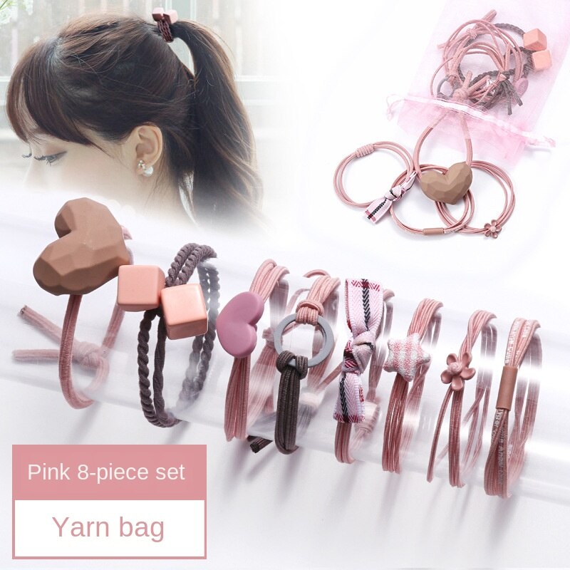 9 Uds bebé las vendas de Nylon niños elástico bandas para el pelo de los niños pelo cuerdas accesorios de bebé Princesa Madre de los niños y los niños: 8 pcs pink