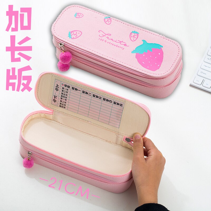 Candy Color Pencil Case Sweet Cute Pencil Bag School Supplies Kawaii Stationery Pen Case Pouch Box Fruit Banana Pencil Box: pink Plus