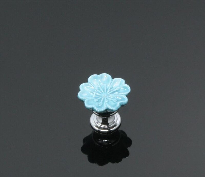 10 stks 32mm Kleurrijke Keramische Bloem Kast Knoppen Deur Handgrepen Kast Lade Kast Meubels Handvat Knoppen: C