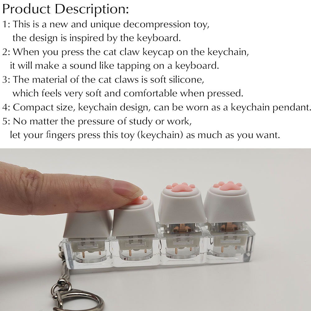 Siliconen zachte kat klauwen sleutelhanger sleutelhanger hanger mobiele telefoon rugzak hanger desktop accessoires decompressie pers gereedschap