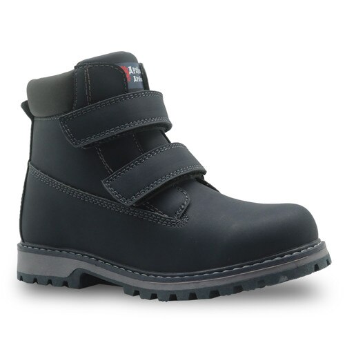 Apakowa Little Boys Winter Classic Hook and Loop Ankle Boots Kids Woolen Lining Warm Snow Boots for Boys Martin Boots with Zip: navy / 1.5