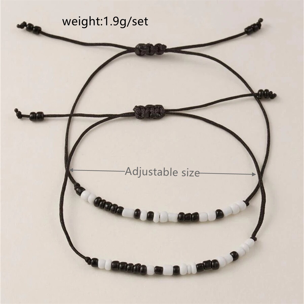 Trendy jeg elsker dig morsekode sorte og hvide risperler 2 flettede justerbare pararmbånd pulseras mujer brazaletes