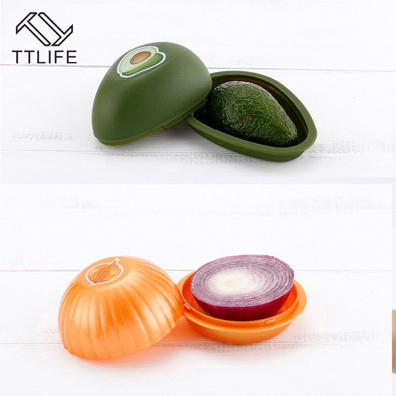 TTLIFE Cute Kitchen Food crusper vegetales contenedores de cereales ajo aguacate tomates limón pimiento verde cebolla fresca caja de almacenamiento