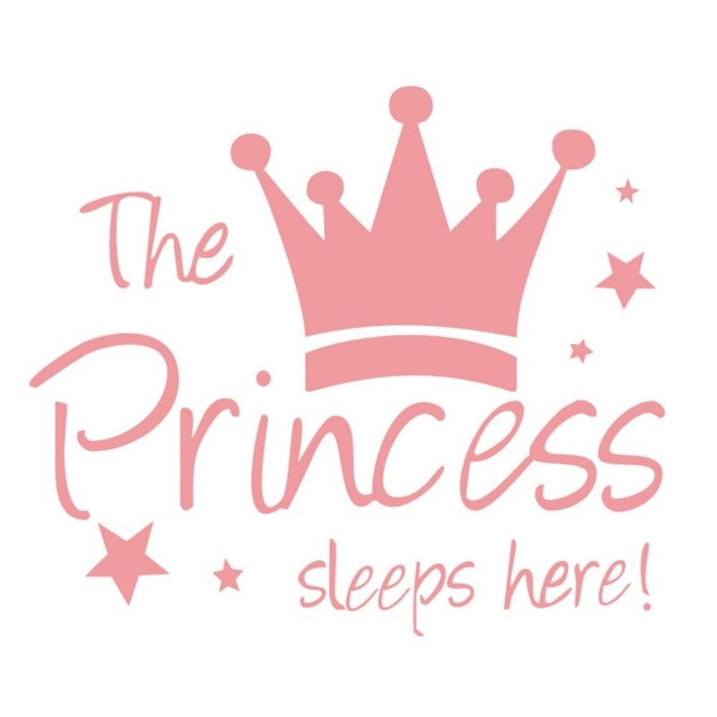 De Prinses Slaapt Hier Muursticker Roze Kroon Home Decor Woonkamer Decor Verwijderbare Vinyl Sticker Op De Muur Voor kids Meisje: M