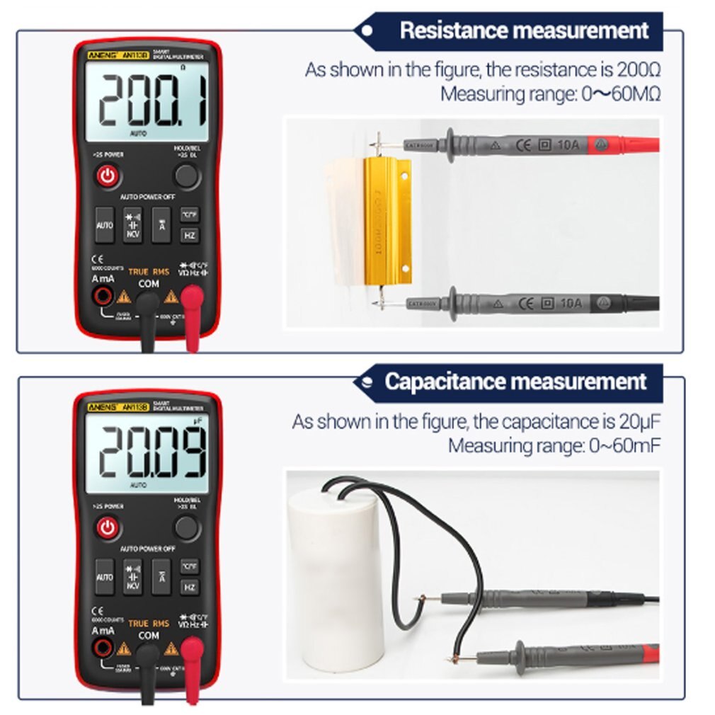 AN113B 6000 Count Multimeter Tester Volledig Intelligente Automatische Range Digitale Multimeter Transistor Voltmeter