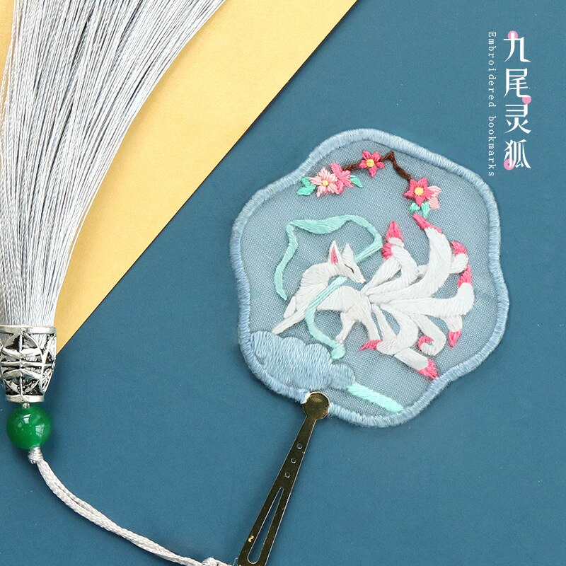 Chinese Flower DIY Bookmark Embroidery Kit with Hoop Needlework Cross Stitch Handmade Craft Sewing Art Set Unfinished Kit: 5