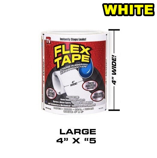 50% OFF 3 Color Flex Strong Rubberized Waterproof Tape Adhesive Super Thick Pro Formula Black White Clear: 10CM WHITE