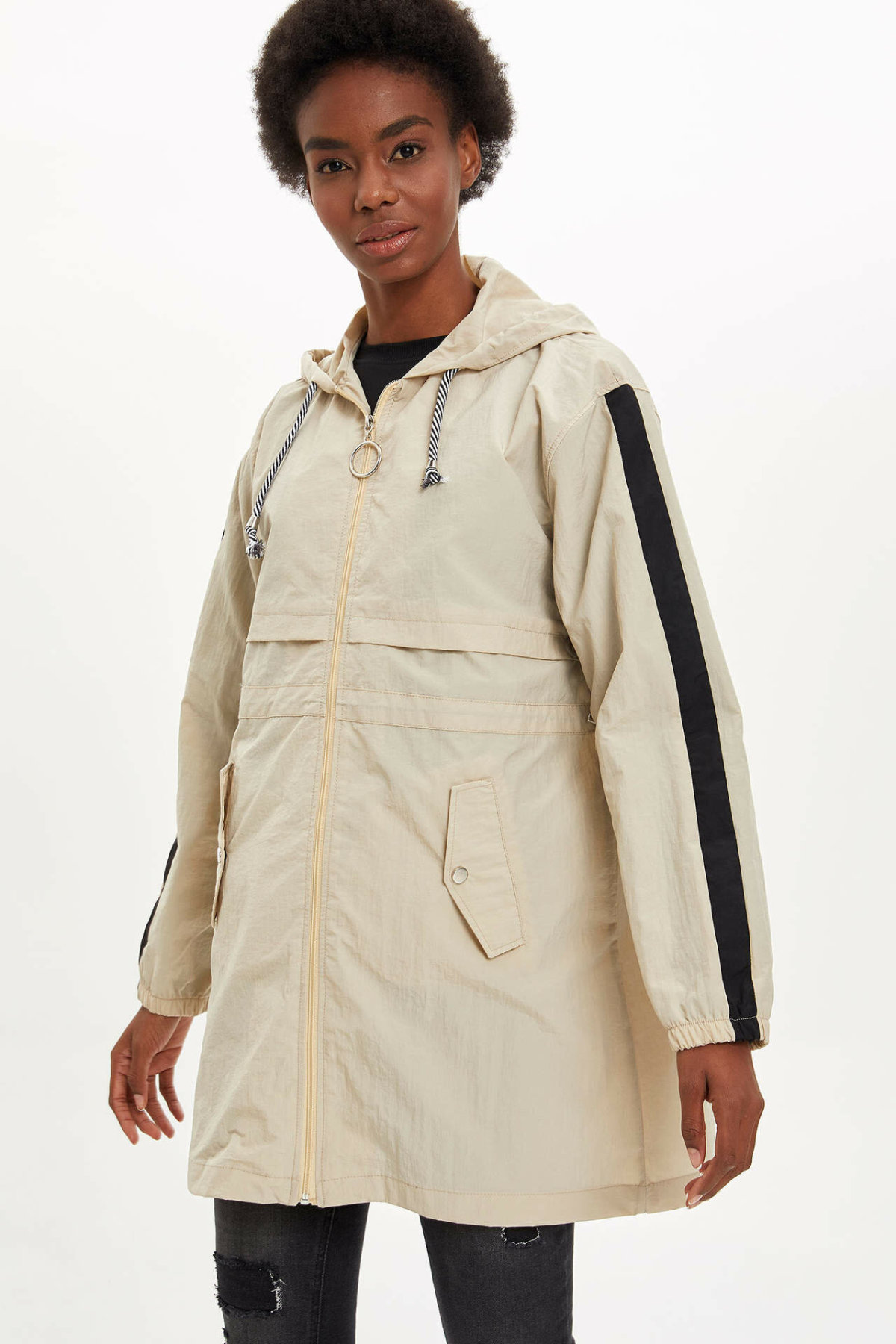 DeFacto femme à capuche solide manteau ample femme vestes à glissière pour les femmes sports manteaux automne dames-M7891AZ19AU: L