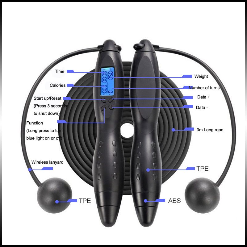 1pc springtouwen slimme elektronische teltoestellen springtouw calorieverbruik fitnessapparatuur digitale springtouwen gereedschap