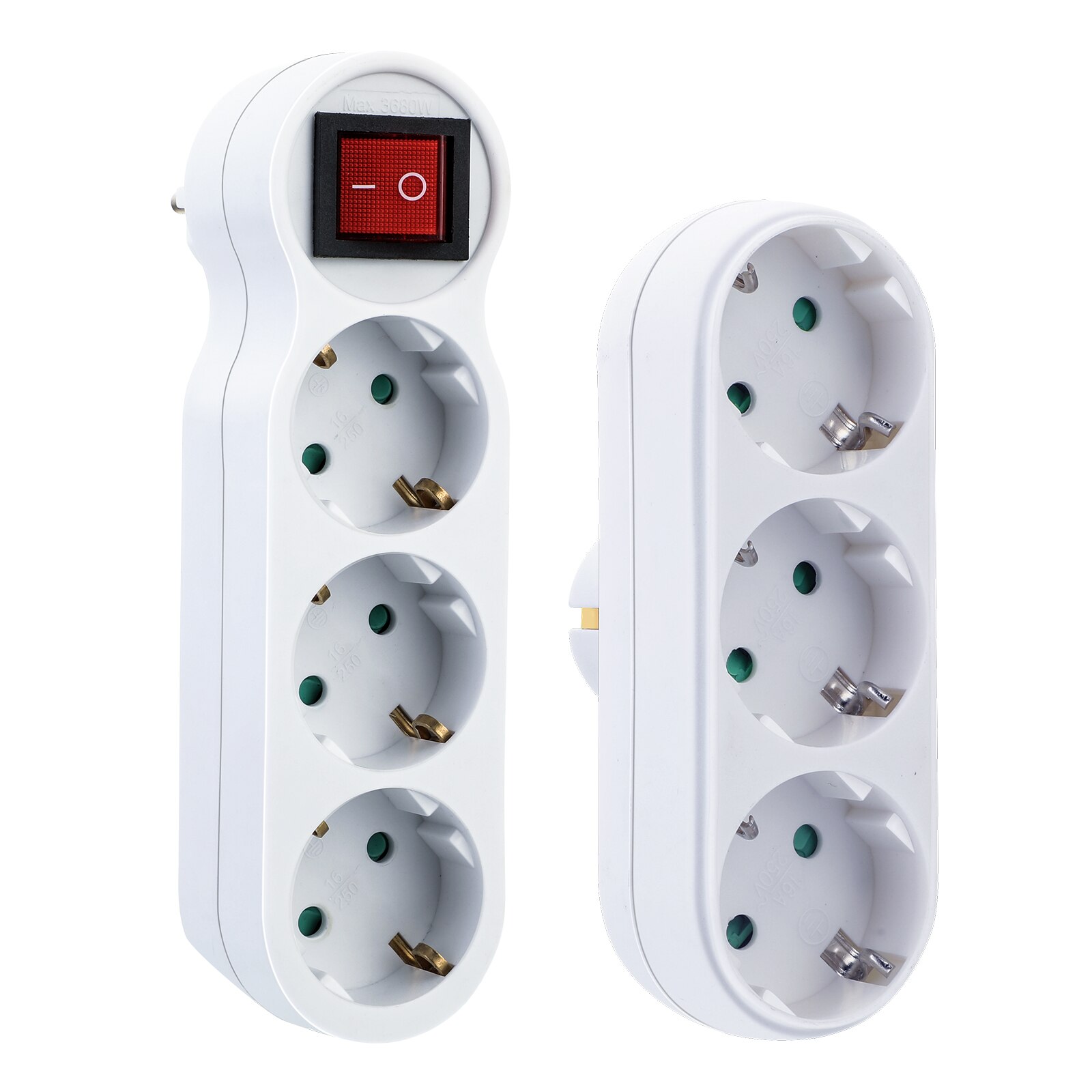 16A European Type Conversion Plug 1 TO 3 Way EU Standard Power Adapter Socket EU Standard