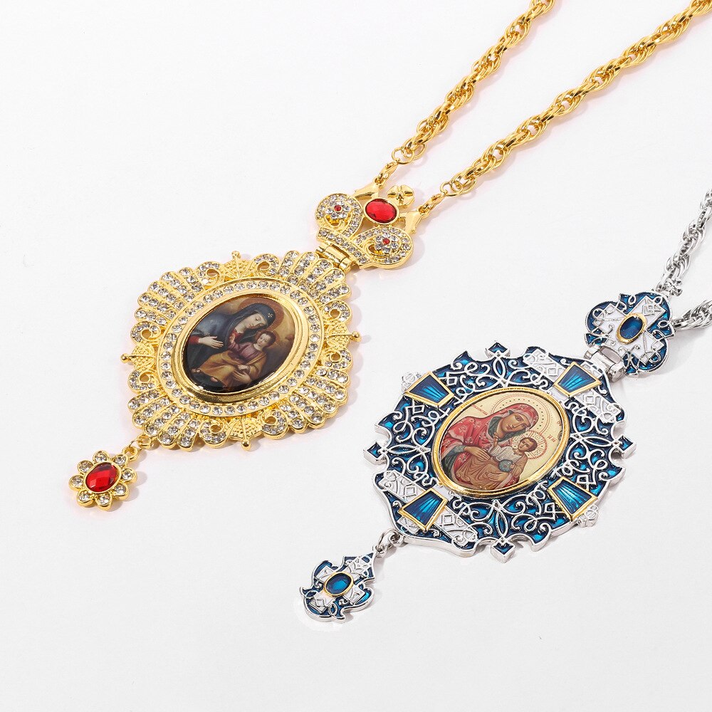Collier de la vierge marie, cristal de jésus, chrétien, ustensiles d&#39;église de Christ, gothique, artisanat religieux