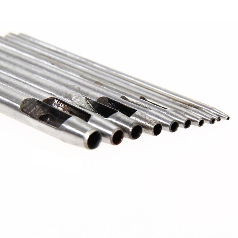 Lot de 10 poinçons pour le cuir, ensemble de maroquinerie, ceinture de poinçonnage creuse pour vêtements, toile 0.5mm-5mm, outils de poinçonnage pour le cuir