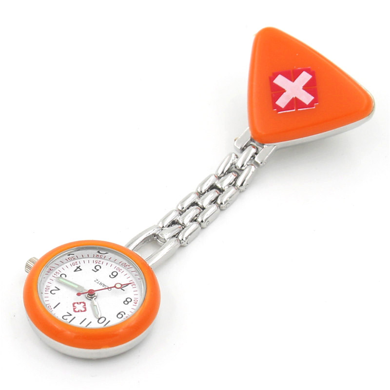 Protable Krankenschwester Uhren Mit Clip Rot Kreuz Brosche Anhänger Tasche Hängen Arzt Krankenschwestern Medizinische Quarzuhr LXH: orange