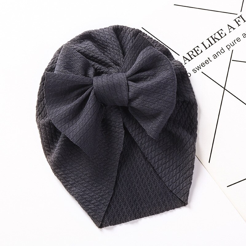 Wafel Tulband Hoed Baby Knoop Boog Hoofdband Baby Zachte Elastische Hoofd Wraps Kids Meisjes Bonnet Mutsen Cap Pasgeboren Hoofddeksels: 2