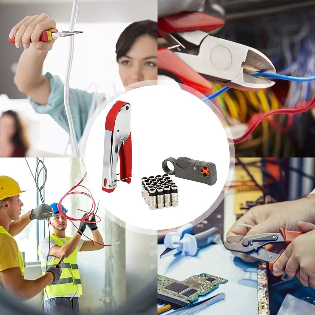 Rg59/Rg6 Coaxial Cable Cable Cable Clamp Wire Stripper Set Portable Beautiful Practical Pliers