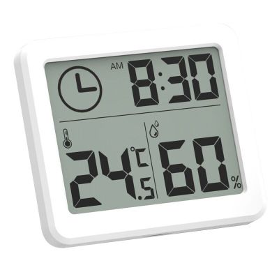 Ultra-thin simple smart home electronic indoor dry humidity meter digital mini desk clock: white