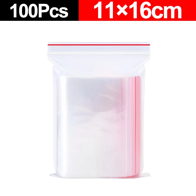 100Pcs Transparent Plastic Sealing Bag Reusable Sealed Bags Food Storage Vacuum Fresh Packing Pouch Jewelry Organizer Zip Bag: SKY BLUE