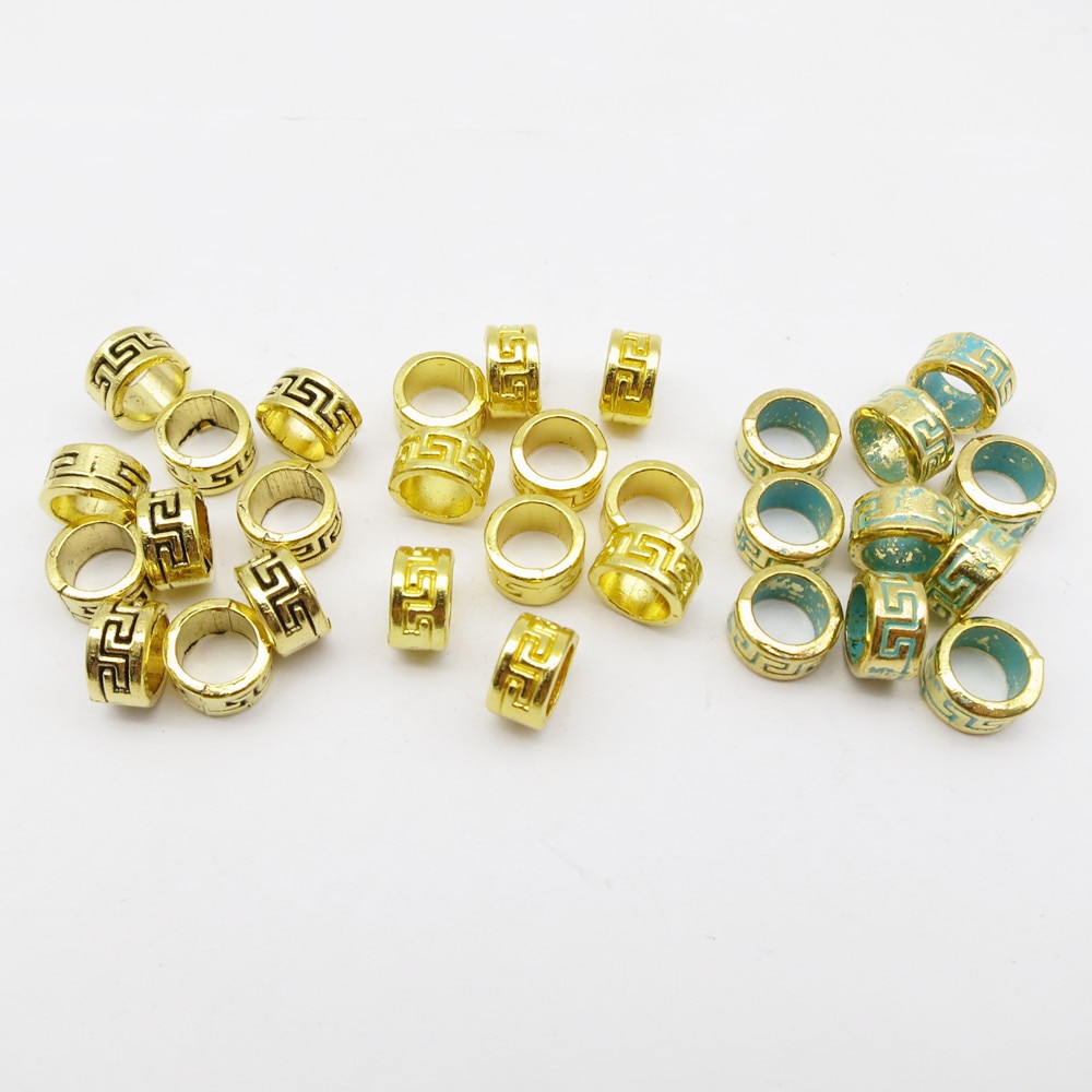 10 Uds., oro metal pequeño vikingo runa trenza de pelo dread rastas cuentas de barba, tubo anillos para Accesorios para peinados