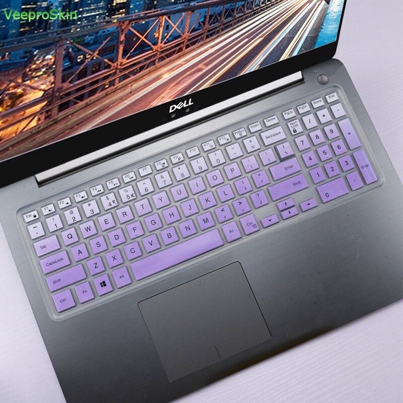 15.6 cal laptopy nakładka na klawiaturę do Dell Inspiron 15 3543 3550 3560 3570 3580 3590 3567 3576 5555 5565 5567 7557 5559 7559: gradualpurple