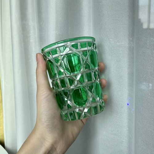 380ml European Whiskey Glass Starry Sky Cup Handmade Crystal Carved Drinkware Bar Supplies Beer Water Cup Drinking Wine Glasses: green 380ml-1pc