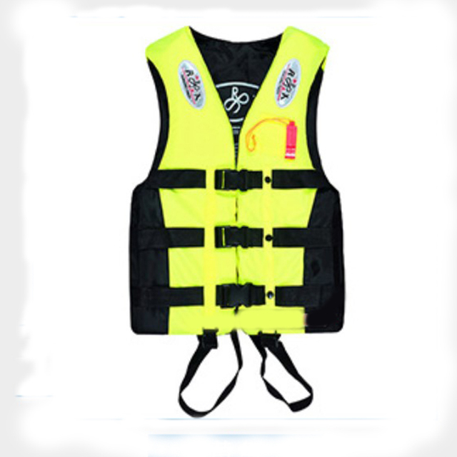 S-xxxl pływanie żeglarstwo kamizelka ratunkowa narciarstwo kamizelka Survival garnitur odkryty poliester kamizelka ratunkowa dla dorosłych dzieci z gwizdkiem: Fluorescent Yellow / M