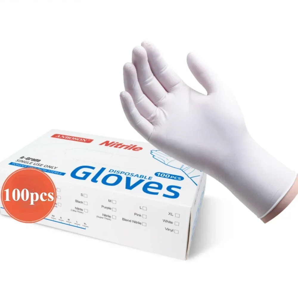Nitril-Einweghandschuhe, schwarz, 10 Stück, latexpuderfreie Handschuhe, Industriequalität, Kochen, Arbeiten, Reinigen, Haarfärbehandschuhe: 3P / Rot