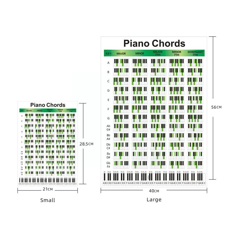 Tabla de práctica de acordes de Piano 88, diagrama de digitación para principiantes, pegatina de práctica de acordes de Piano de cola, póster para tachuelas J4y0