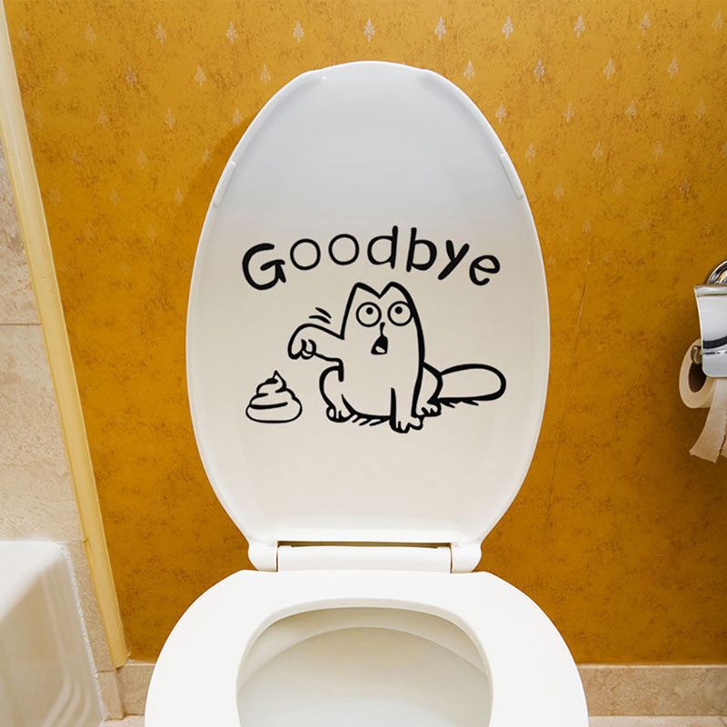 5Pcs Grappige Kat Toiletbril Goodbye Badkamer Vinyl Decals Mural Sticker Badkamer QX2E