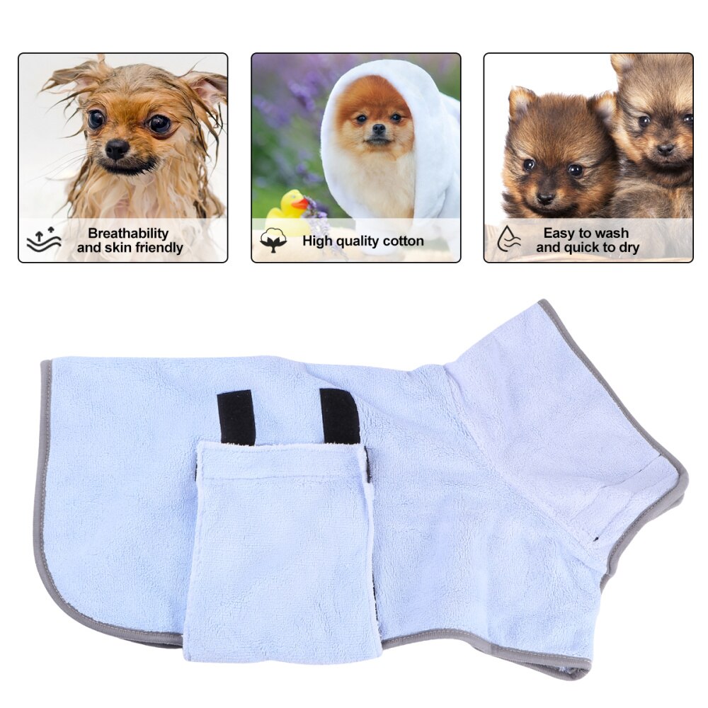 Soft Pet Towel - Super Absorbent Quick Drying Bathrobe for Dogs & Cats