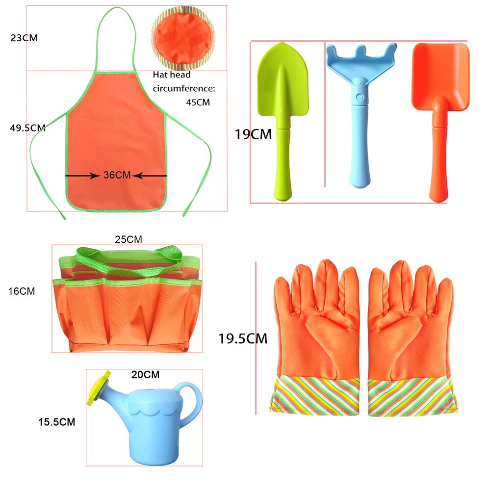 8Stck Kind Gartenarbeit Werkzeuge draussen einstellen Mit Schaufel Egge Gießkanne Schaufel Rechen Kelle Bausatz Pädagogische Blöcke Für Jungen freundlicher
