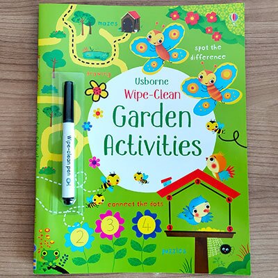 Children Wipe-Clean Reusable English Exercise Book with Pen Writing skills Number Words for Preschool Early Learning 21*27cm: garden