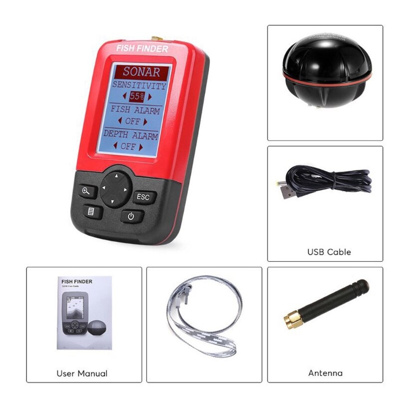 Smart Portable Fish Finder 100M Wireless Sonar Sensor Sounder LCD Fishfinder