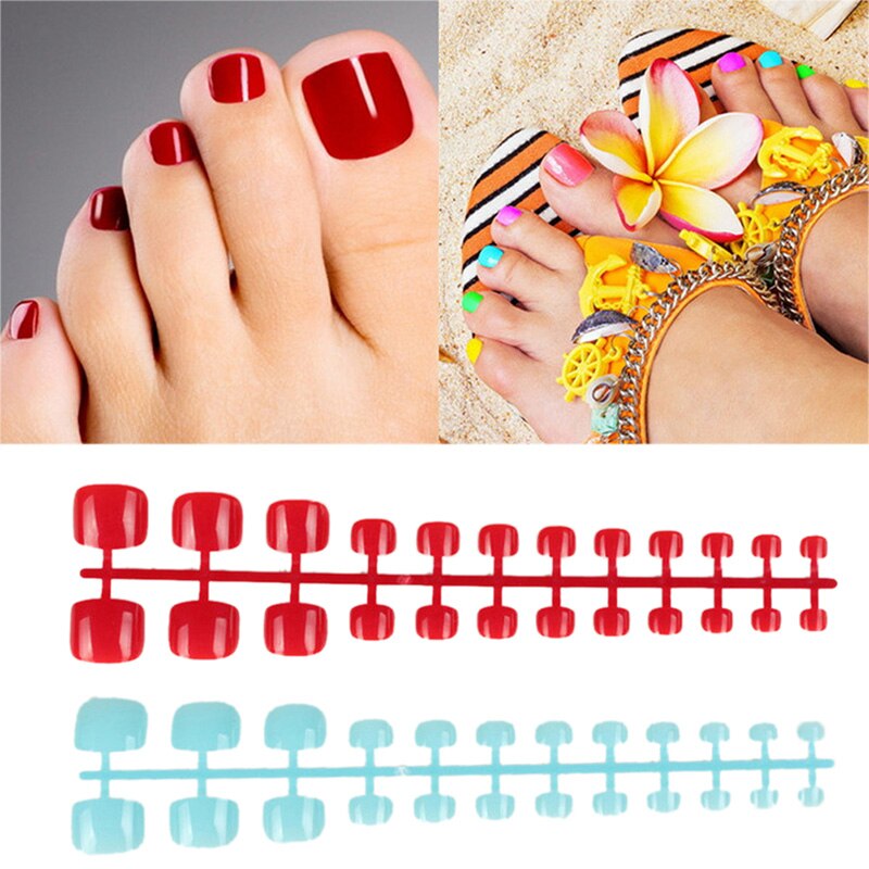 24 stuks kunstmatige snoepnagels garnalenpoeder sticker natuurlijke acryl franse valse teennagels tips kunstdecoratie teennagels valse nagels