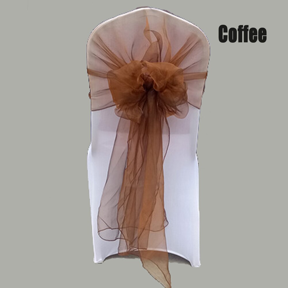 25 stuks/partij 60 x 275cm rood roze wit 16 kleuren organza stof strik stoel sjerp voor bruiloft feest evenement banket decoratie: Koffie